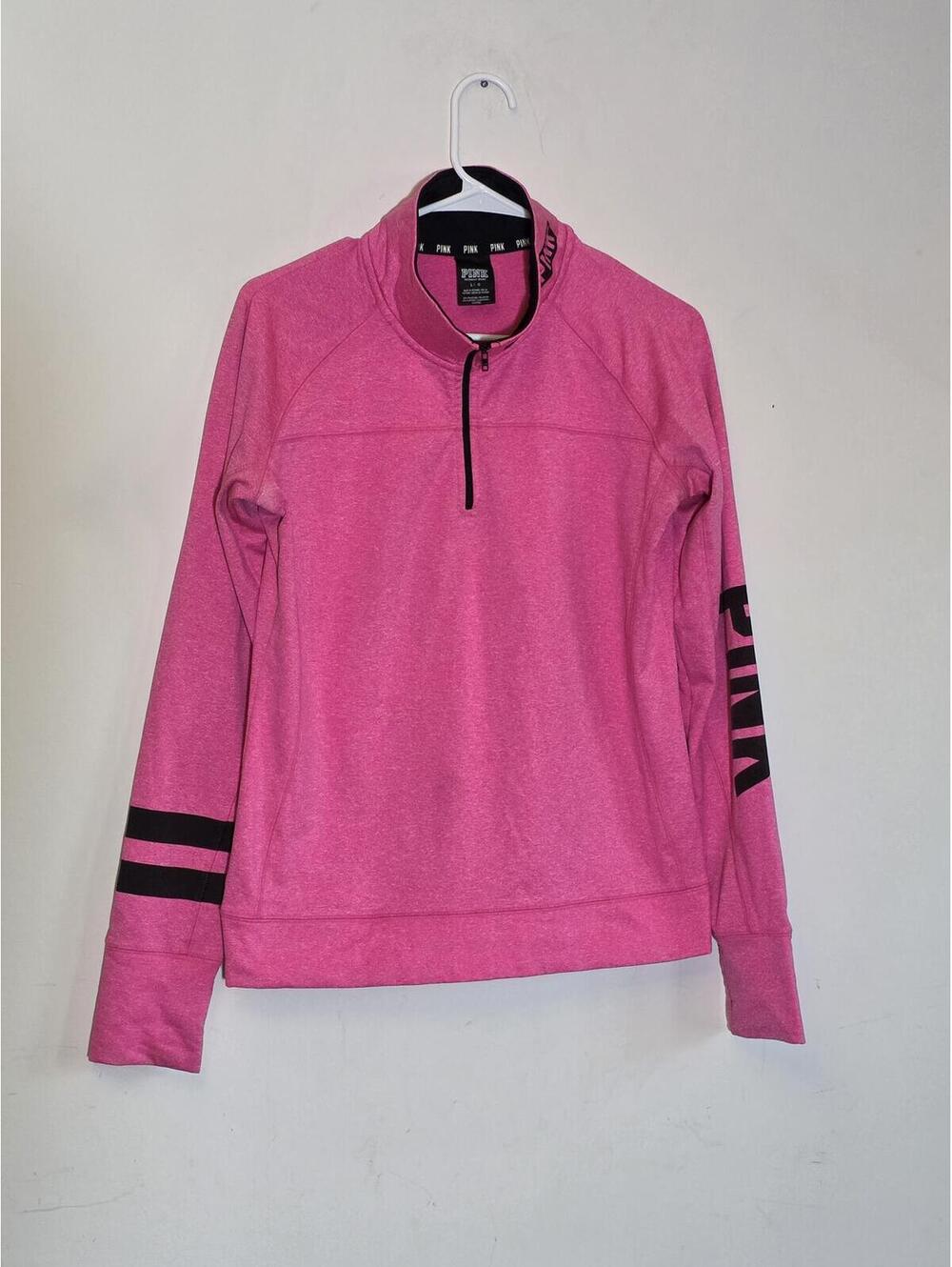 Victoria's Secret PINK Quarter-Zip Fleece Pullover - Hot Pink - Size Large
